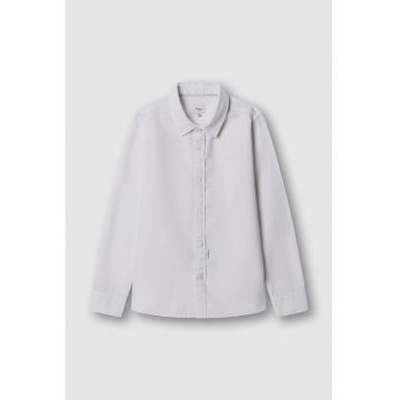 Camasa din amestec de in cu maneci lungi Daniel - Alb optic