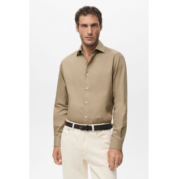 Camasa din amestec de lyocell cu maneci lungi - Bej