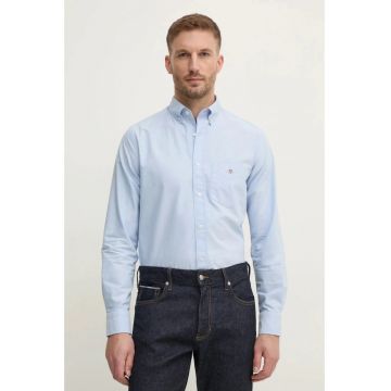 Camasa din bumbac cu buzunar aplicat pe piept - Albastru