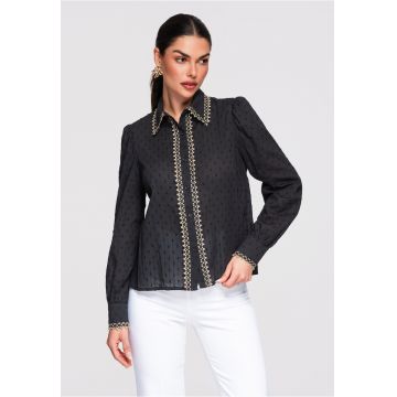 Camasa din bumbac cu maneca lunga  OW-SH-E0021 - Negru