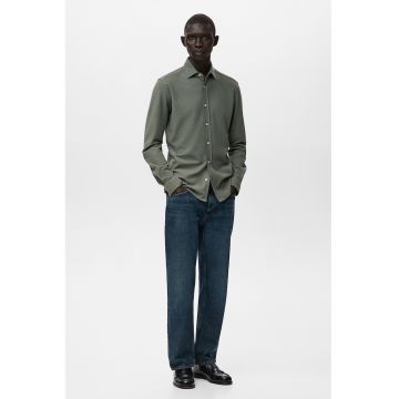 Camasa din bumbac cu maneci lungi - Verde feriga