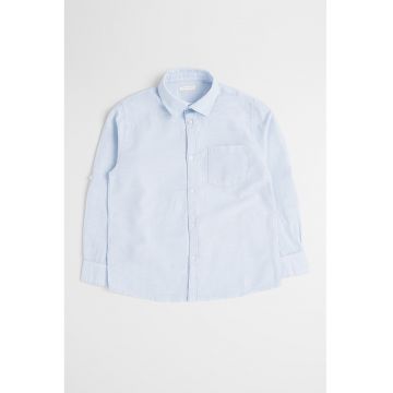 Camasa din bumbac si in cu buzunar pe piept - Albastru glaciar
