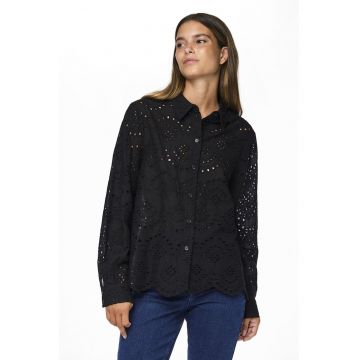 Camasa din dantela Sangallo - Negru -