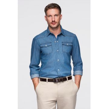 Camasa din denim cu capse - Albastru