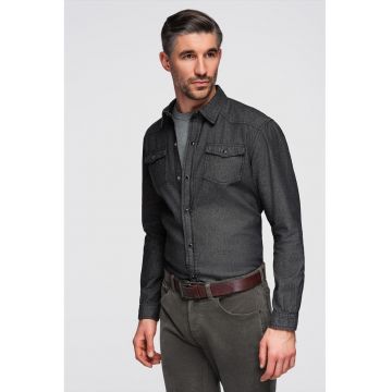 Camasa din denim cu capse - Negru