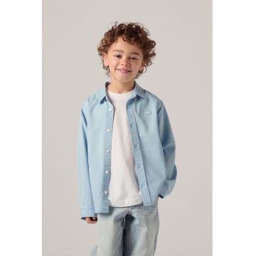 Camasa din denim cu detaliu cu logo Battery - Albastru pal