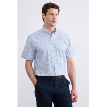 Camasa in carouri cu maneci scurte - Albastru