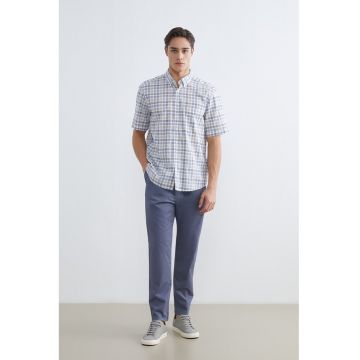 Camasa in carouri cu maneci scurte - Bej