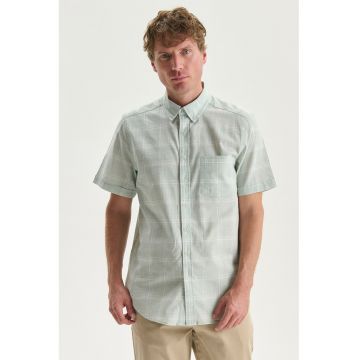 Camasa in carouri cu maneci scurte - Gri cenusiu