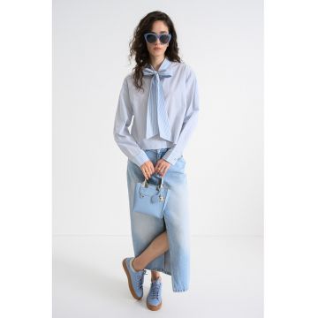 Camasa lejera cu funda din panglici - Alb/Albastru pastel