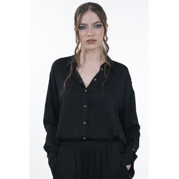 Camasa lejera cu maneci cazute - Negru
