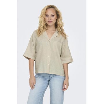 Camasa lejera din amestec de in - Kaki