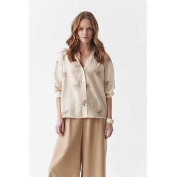 Camasa lejera din amestec de lyocell cu model - Bej