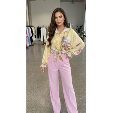 Camasa lejera din satin cu imprimeu floral 2