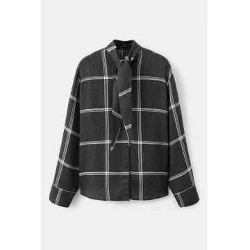 Camasa lejera in carouri - Negru stins/Alb murdar