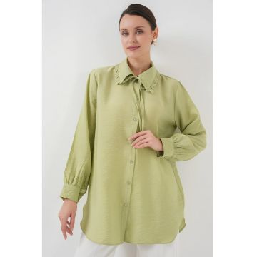 Camasa lunga  verde - material textil