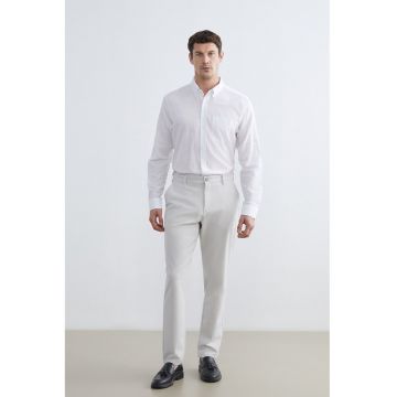 Camasa Oxford de bumbac si in - Alb murdar