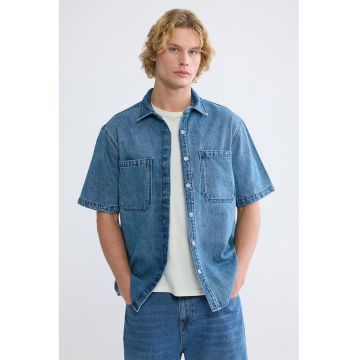 Camasa regular-fit din bumbac cu maneci scurte - Albastru inchis