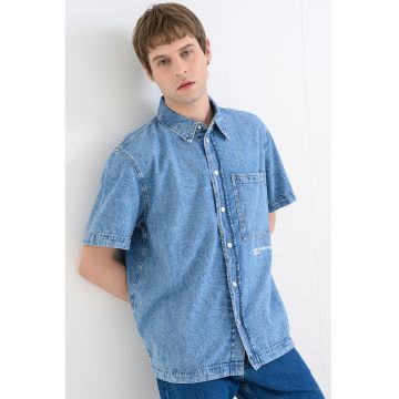 Camasa regular fit din denim - Albastru deschis melange