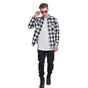 Camasa regular-fit din flanel cu model in carouri - Negru/Alb murdar