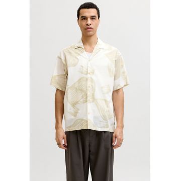 Camasa relaxed fit din amestec de bumbac organic Blavenice - Alb/Bej