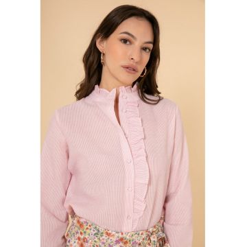 Camasa roz cu dungi decorata cu volanase B-3093T 9227 - Roz