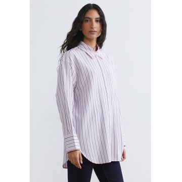 Camasa supradimensionata cu dungi - Roz/Albastru deschis