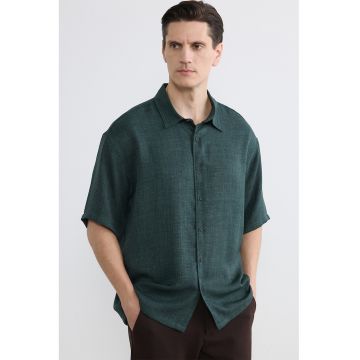 Camasa supradimensionata cu maneci scurte - Verde englez