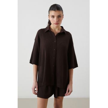 Camasa texturata supradimensionata - Violet tyrian