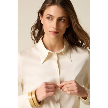 Camasa uni din satin - Crem
