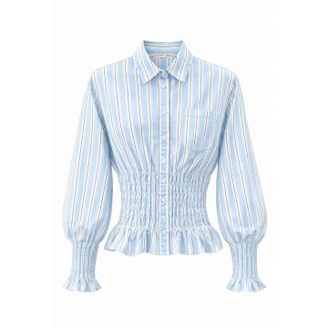 Camasi dama -  camasa cu nasturi - elastic - albastru - textil