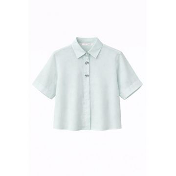 Camasi dama -  camasa scurta cu maneca scurta - albastru deschis - textil