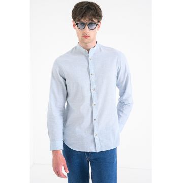 Set de camasi cu model uni - 2 piese - Albastru melange/Albastru deschis melange