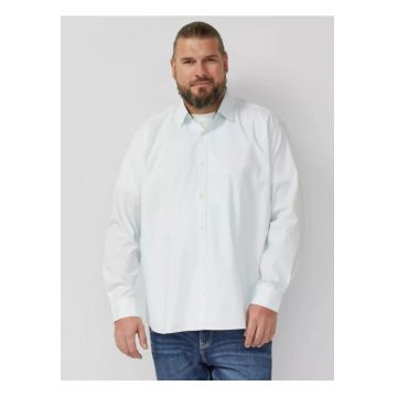 Big Sizes - Camasa barbati big sizes - cu guler Kent si imprimeu cu dungi - Slim Fit - Alb