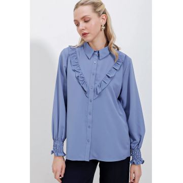 Camasa -  Albastru - Textil - Pentru dama - Albastru