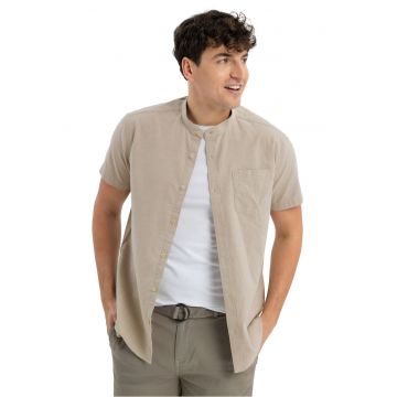 Camasa barbati din bumbac cu maneci scurte - buzunar pe piept - Regular Fit -  C-Trifo - bej - Bej