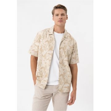 Camasa barbati din bumbac cu model floral - maneci scurte - Comfort Fit -  C-Stim - bej - Bej