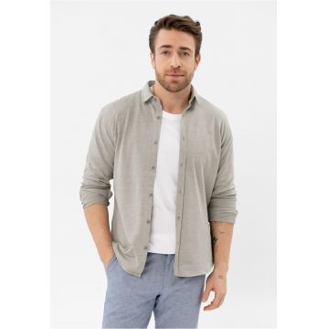 Camasa barbati din bumbac - regular fit - maneci lungi -  K-Nairobi - bej melange - Bej melange