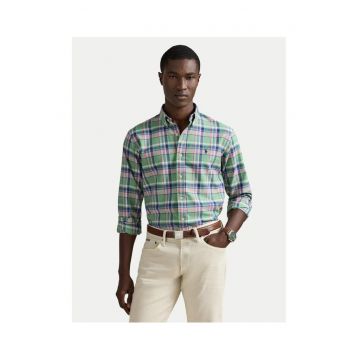 Camasa barbati -  multicolor - bumbac - imprimeu carouri - sistem inchidere nasturi