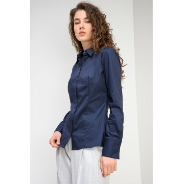 Camasa cambrata cu maneci lungi - Bleumarin