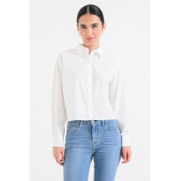 Camasa crop din bumbac - Alb