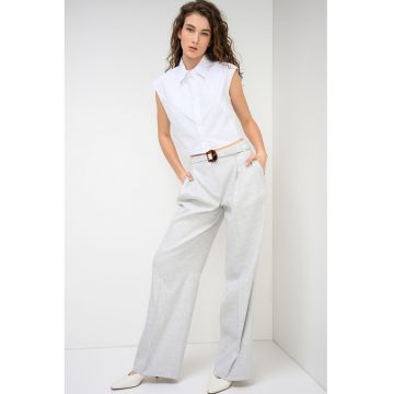 Camasa crop fara maneci - Alb murdar