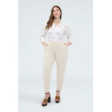 Camasa cu broderie paisley - Alb/Bej