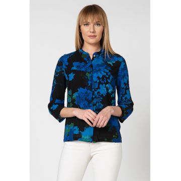 Camasa cu imprimeu floral si aspect sifonat Ancona - Negru/Albastru