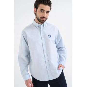 Camasa cu maneci lungi si guler Oxford - Albastru pastel