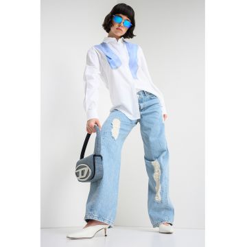 Camasa cu model 2in1 si maneci lungi - Alb/Albastru