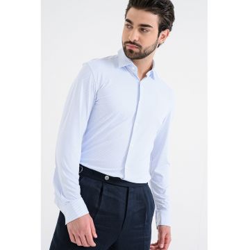 Camasa cu model si maneci lungi - Alb/Albastru indigo