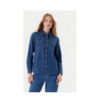 Camasa dama -  100% bumbac - albastru -