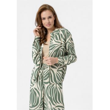 Camasa dama din viscoza cu model floral - lejera - maneci lungi -  K-Lost - verde - Verde