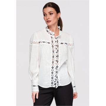 Camasa Dama Eleganta Bumbac Dantela Stil Romantic Vintage - Alb